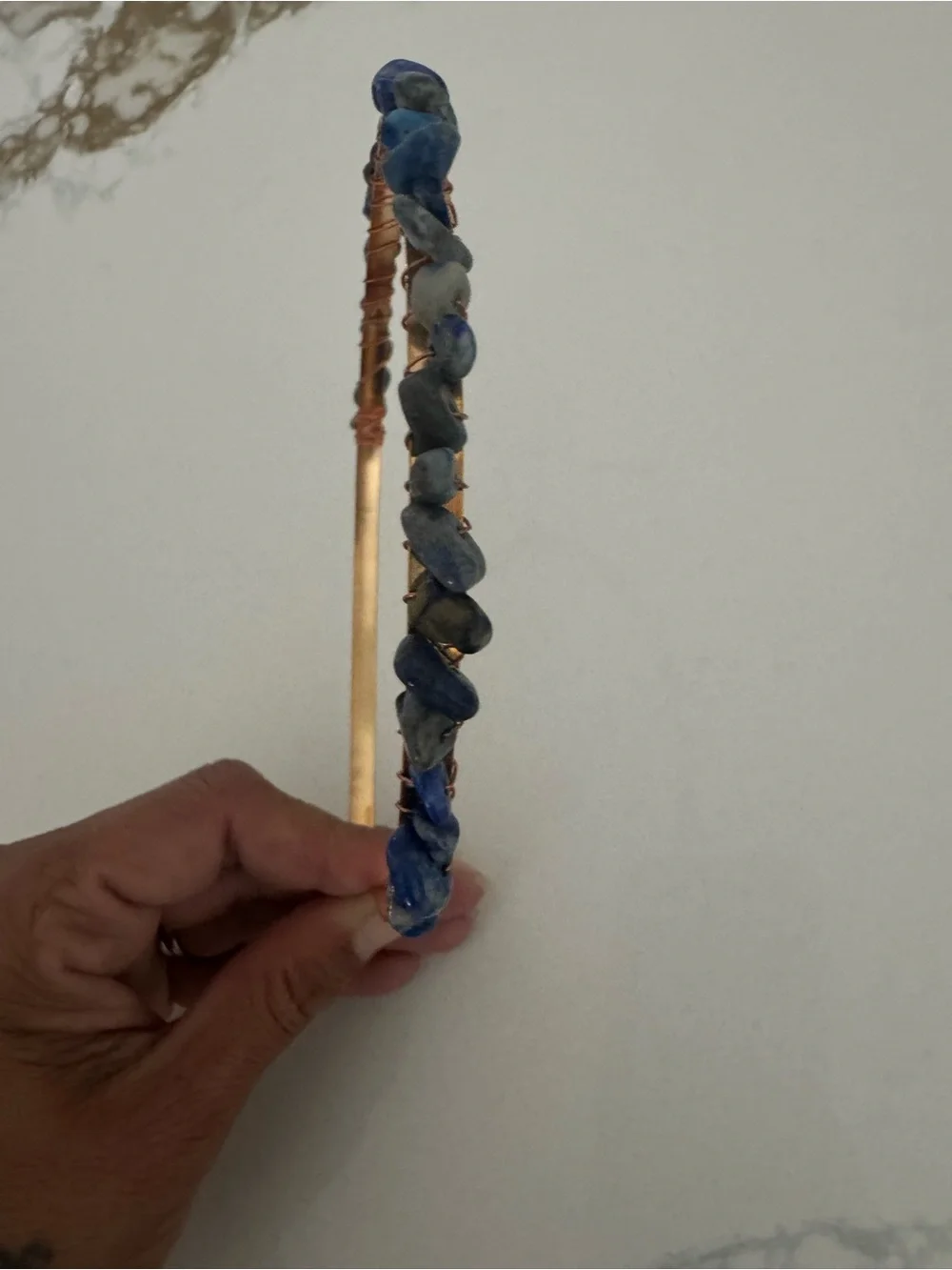 Blue Stone Wire-Wrapped Headband